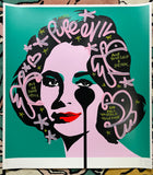 Handfinished Liz - Alcoholics lament pink & green with punctuation
