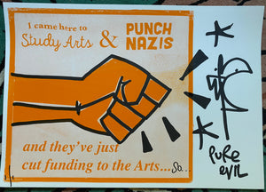 Handfinished ACBF 2021 print - Punch Nazi’s in the dick FRAMED