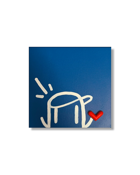 Blok - Blok Character with hat - Spray paint, oil based ink & cement on canvas – 1/1 Original