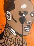 Handfinished Grace Jones screenprint - Ma vie en gold