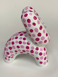 HANDFINISHED BIG BUNNY - Pink Krink Polka Dots