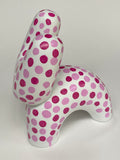 HANDFINISHED BIG BUNNY - Pink Krink Polka Dots