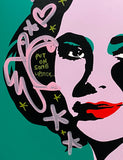 Handfinished Liz - Alcoholics lament pink & green with punctuation