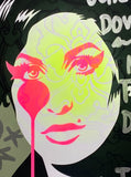 Amy Winehouse HANDFINISHED with stencil spraypaint face - He walks away…