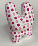 HANDFINISHED BIG BUNNY - Pink Krink Polka Dots