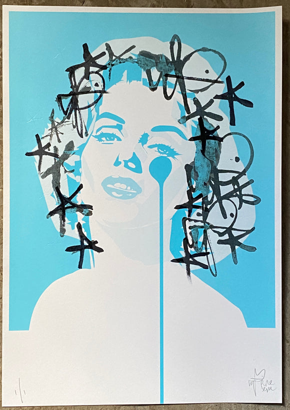 Handfinished ACBF print 2023 - Glitch Marilyn Mark Making