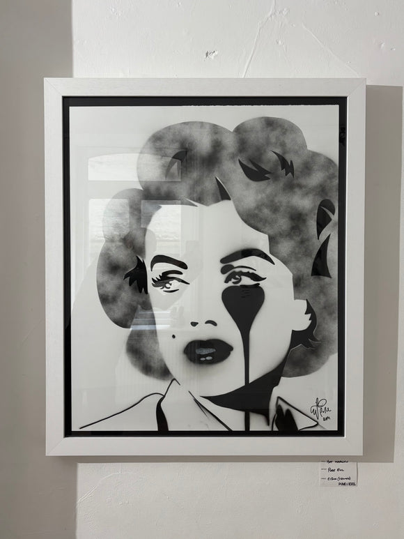 Hot Marilyn - Stencil on Paper - Framed