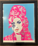 Amy Winehouse HANDFINISHED - Pretty in pink Framed
