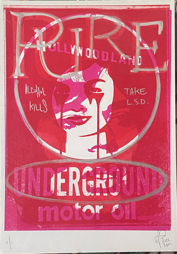 Handfinished medium print - Alcohol kills, take LSD
