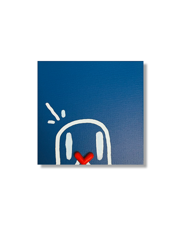 Blok - Sad Blok Character - Spray paint, oil based ink & cement on canvas – 1/1 Original