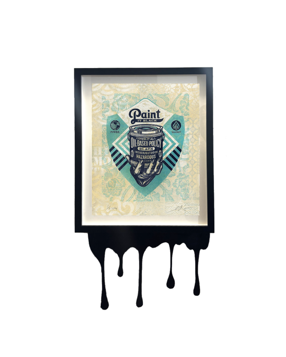 Shepard Fairey - Paint it Black - HPM & Letterpress Print - AP - Framed