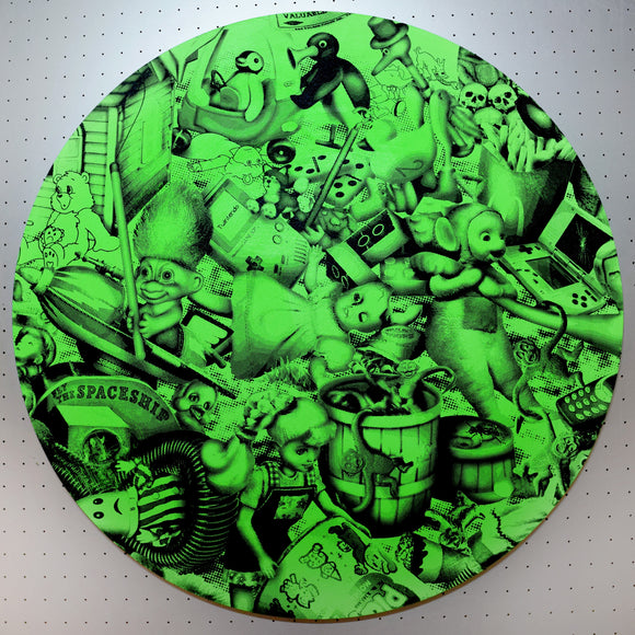 The Cameron Twins - Battle of Playthings Circle 4 - Black/Green- Original Silkscreen on Wood