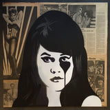 Jane Fonda = Stencil on Vintage News Paper