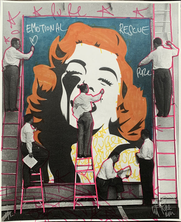 Handfinished mini print - Emotional Rescue Marilyn