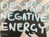 Handfinished mini print - Brian Jones - Destroy Negative Energy with the power of ROCK 'N' ROLL