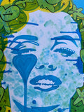 when I dream, I dream of Marilyn - drawing on screenprint green machine