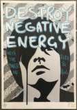 Handfinished mini print - Brian Jones - Destroy Negative Energy with the power of ROCK 'N' ROLL