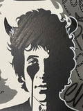 Handfinished print - Bob Dylan Devil Horns FRAMED